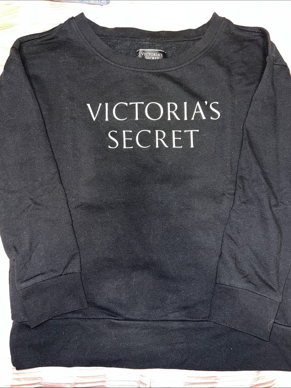Victoria's Secret Black Crewneck Sweatshirt with White Logo Print